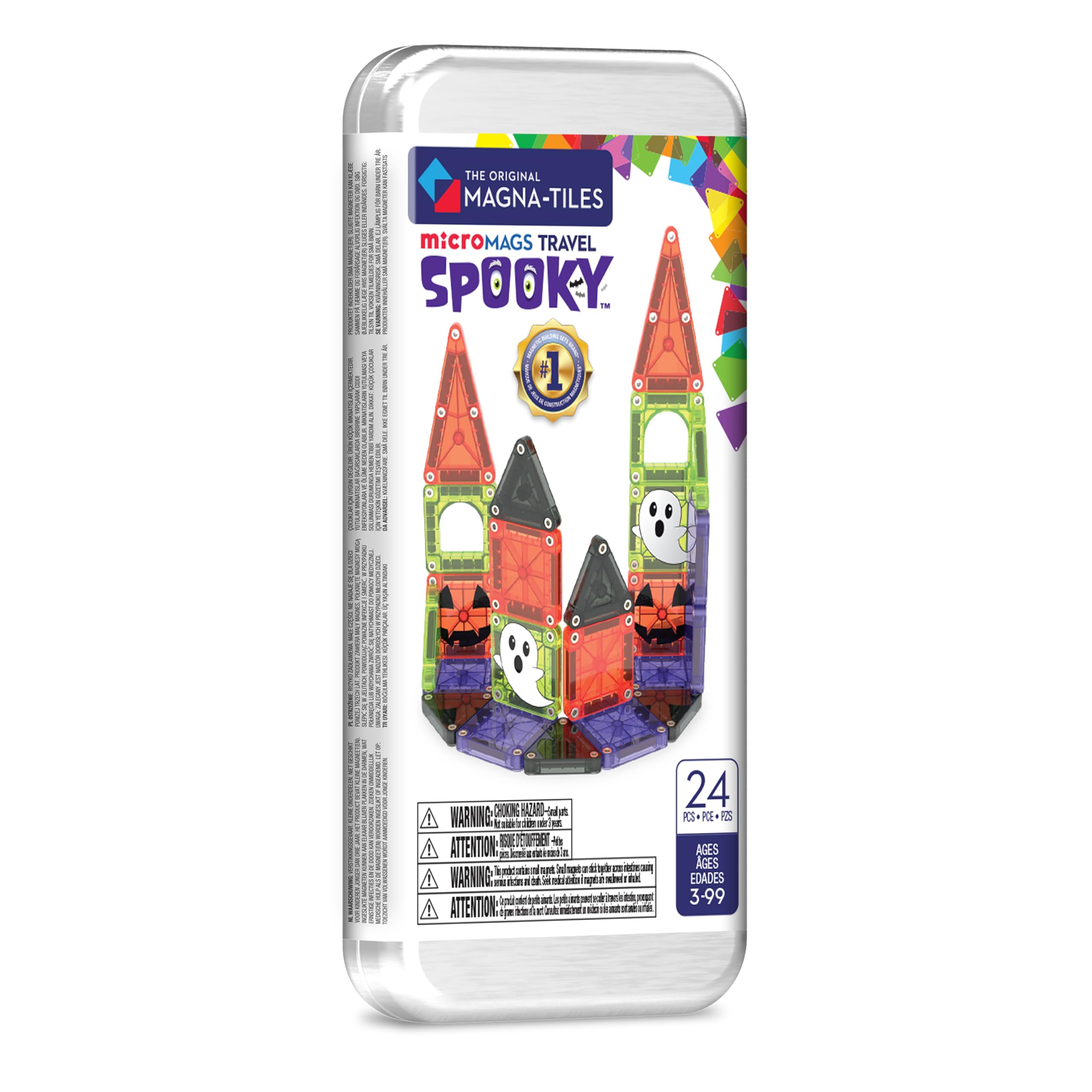 MAGNA-TILES microMAGS 24-Piece Spooky Travel Set, The Original Magnetic Building