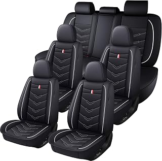 Car Seat Covers 7 Seats for Toyota Sienna 2000-2026,Premium Nappa Leather Waterproof Durable Seat Covers,Compatible Airbag Easy Install Clean Full Sets(Standard,Black White)