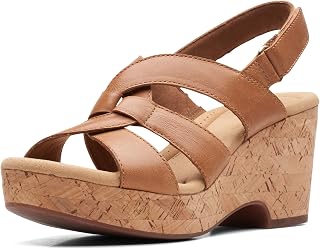 Clarks Giselle Beach, Women's Sandal, AD Template Size, Tan leather, 44 EU