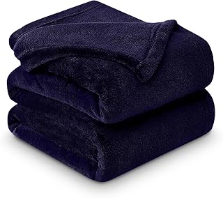 Gaveno Cavailia Super Soft Faux Fur Fleece Plain Throw Blanket, Blue, Double, 150 x 200 cm