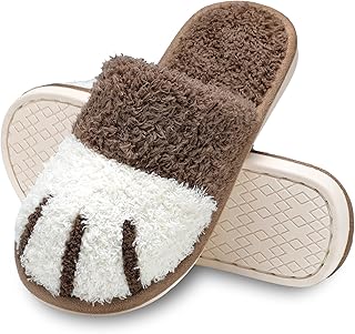 MAXTOP Pantofole in Cotone Peluche per Donna Zampa di Gatto Animale Invernali Calde Morbide Antiscivolo Comode Pantofole Natalizie per Ragazze Regalo Ospite per Interni ed Esterni