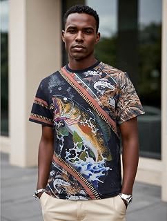 Men's Summer Graphic T-Shirt Crew Neck Short Sleeve Casual Tops for Outdoor Sports and Casual Wear
