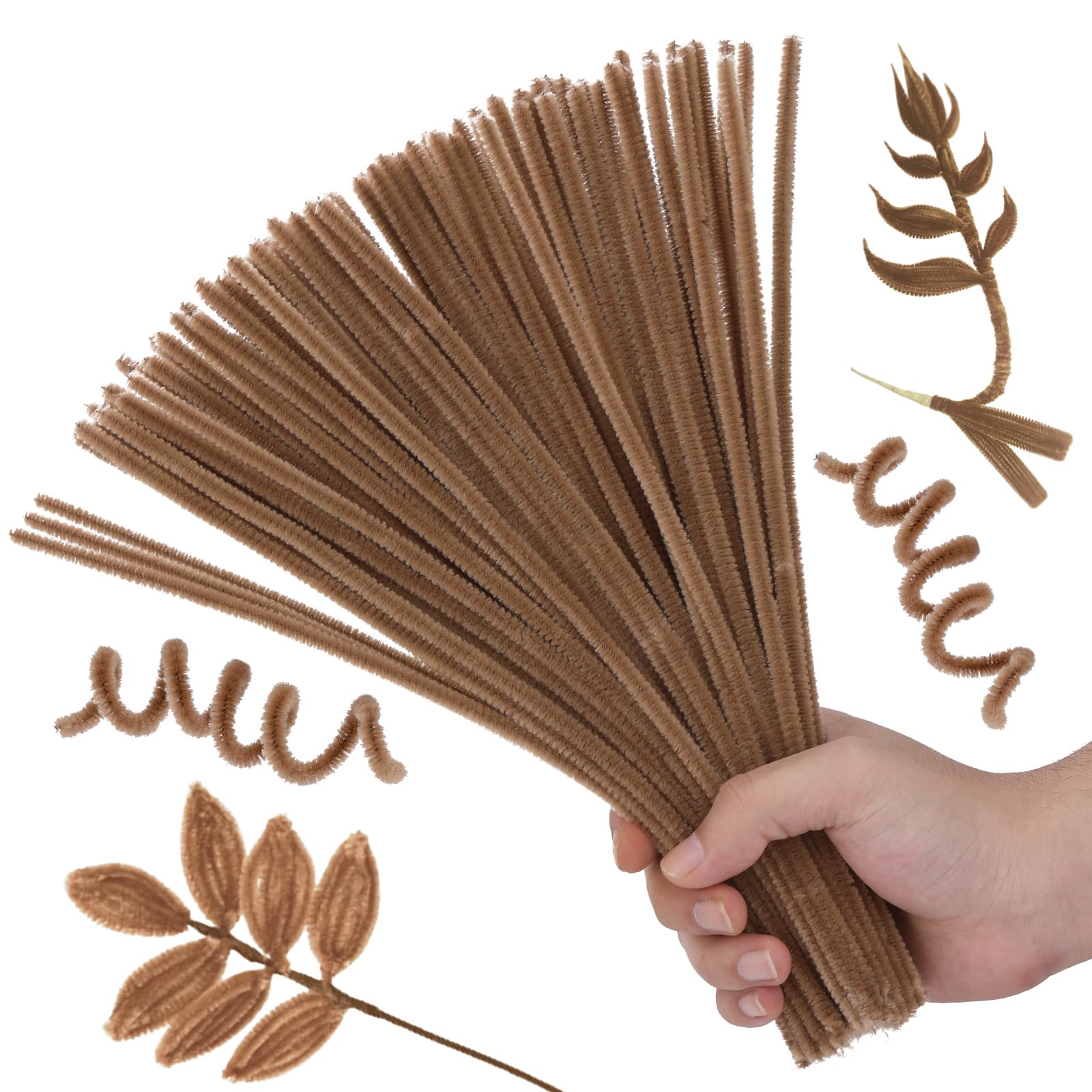 Hssugi Pipe Cleaners, 100PCS Pipe Cleaners Craft Supplies Light Brown | Pipe Cle