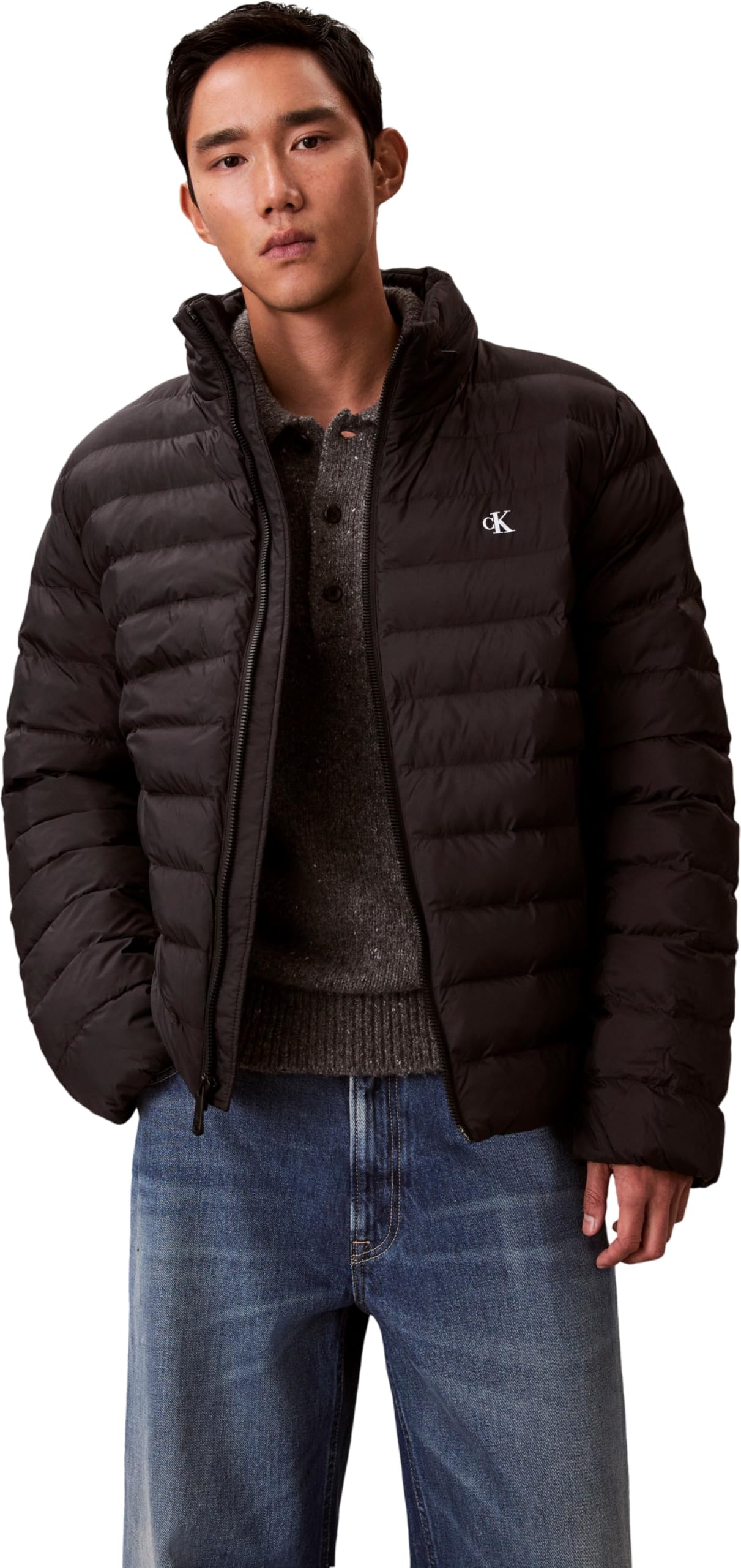 Calvin Klein Ls Nylon Lt Wt Hooded Fz Puffer Lv04RC511G Men's Jackets