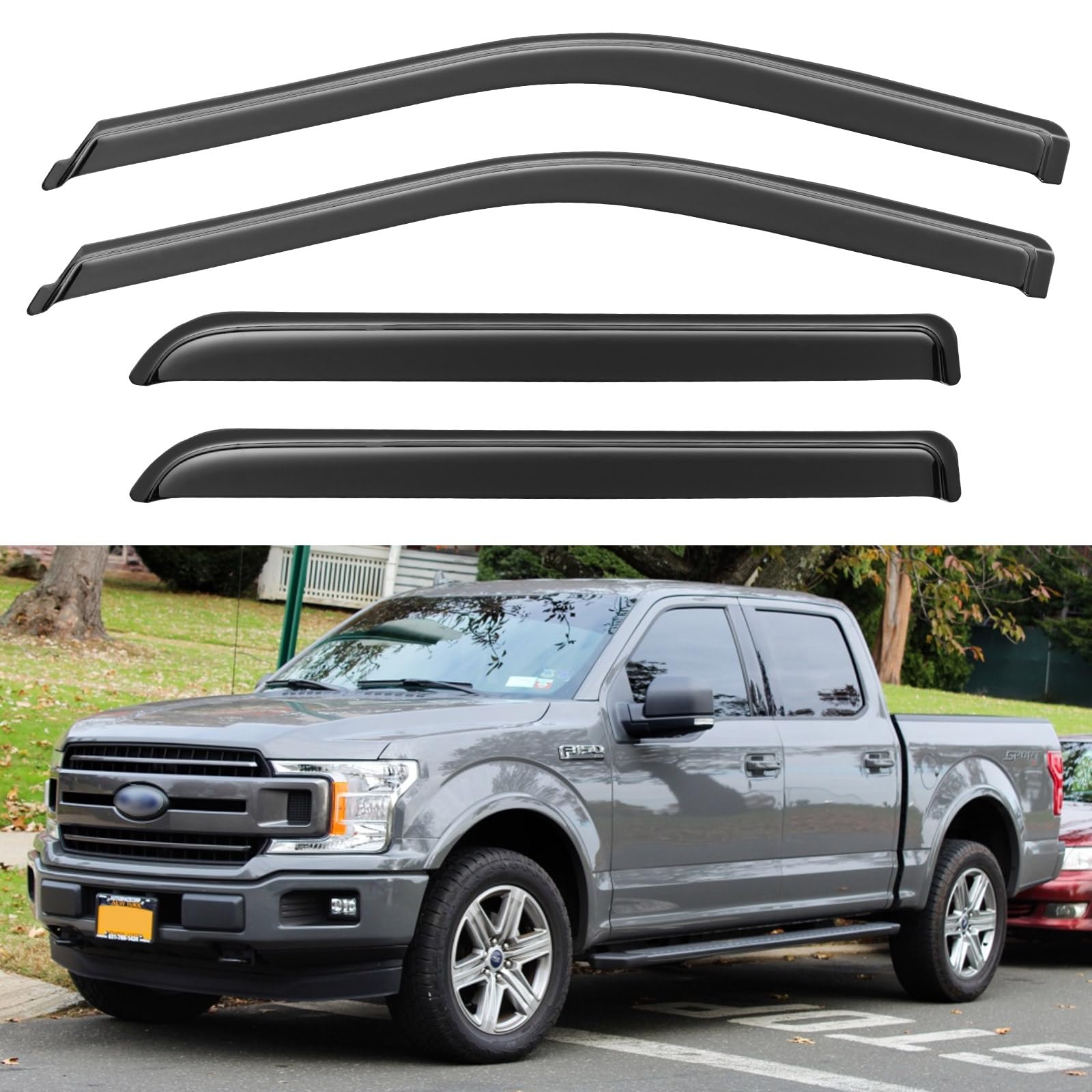 Window Visors Rain Guards for 2015-2026 Ford F150 Crew/SuperCrew Cab | Out-Chann