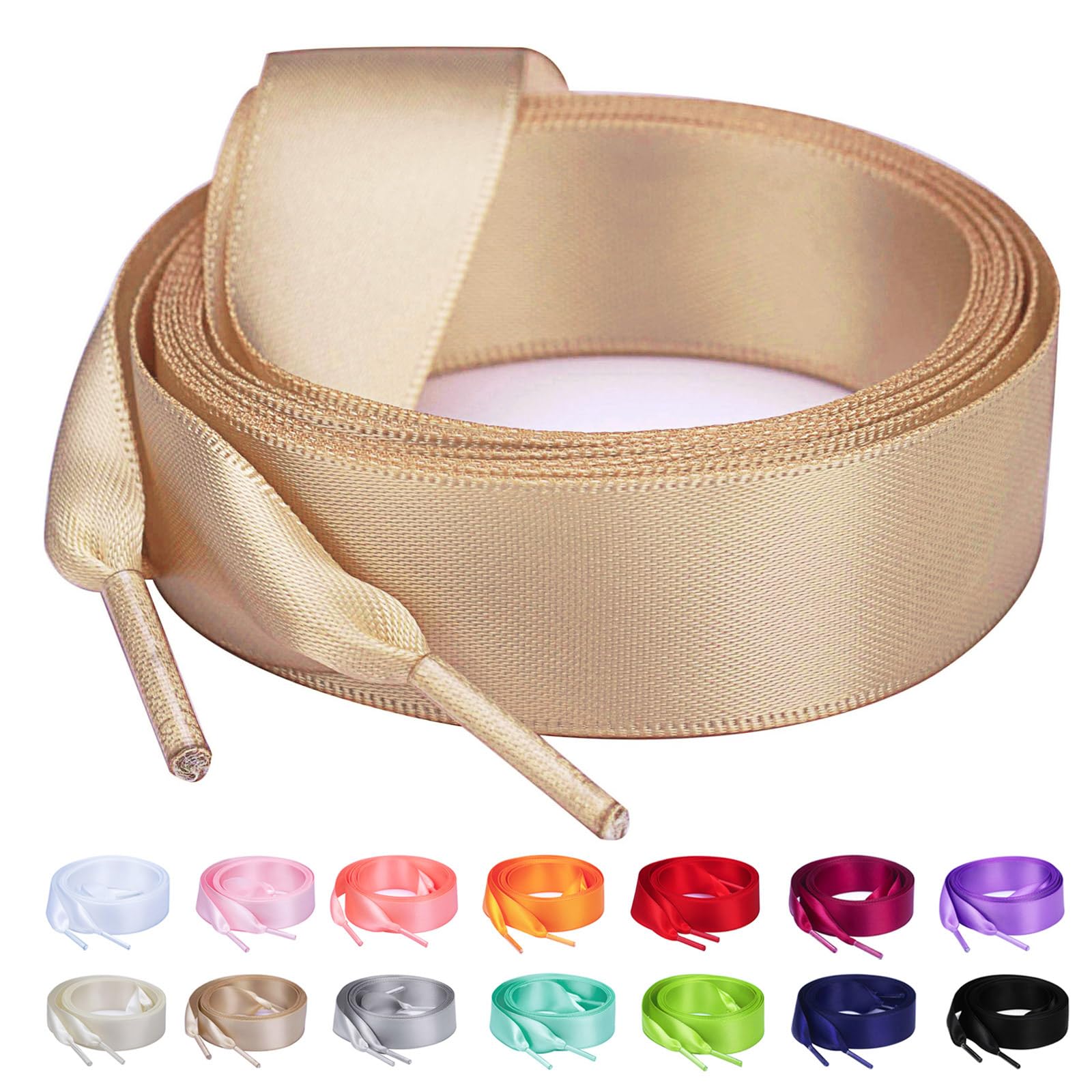 Booyckiy 3/4" Ribbon Shoe Laces for Women, Satin Shoelaces for Sneakers