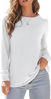 Long Sleeve Shirts for Women Casual Crew Neck Basic Fall Tops Loose Fit Comfy