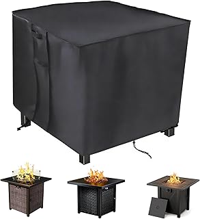 Saking Fire Pit Cover Square Gas Fire Pit Table Cover 28X28 inch | 28 inch Firepit Covers Square Gas Fireplace Cover for Propane Fire Pit