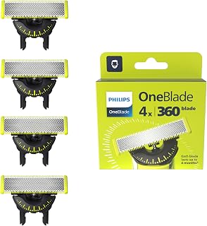 Philips Genuine OneBlade 360 Replacement Blades for OneBlade Electric Shaver and Sewn Cutter, Pack of 4, Model QP440/60