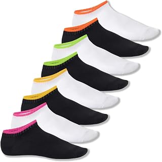 Footstar 8 Pairs of Unisex Sports Socks - Short Neon or Classic Style, Fluo Flash | Mix, 39-42