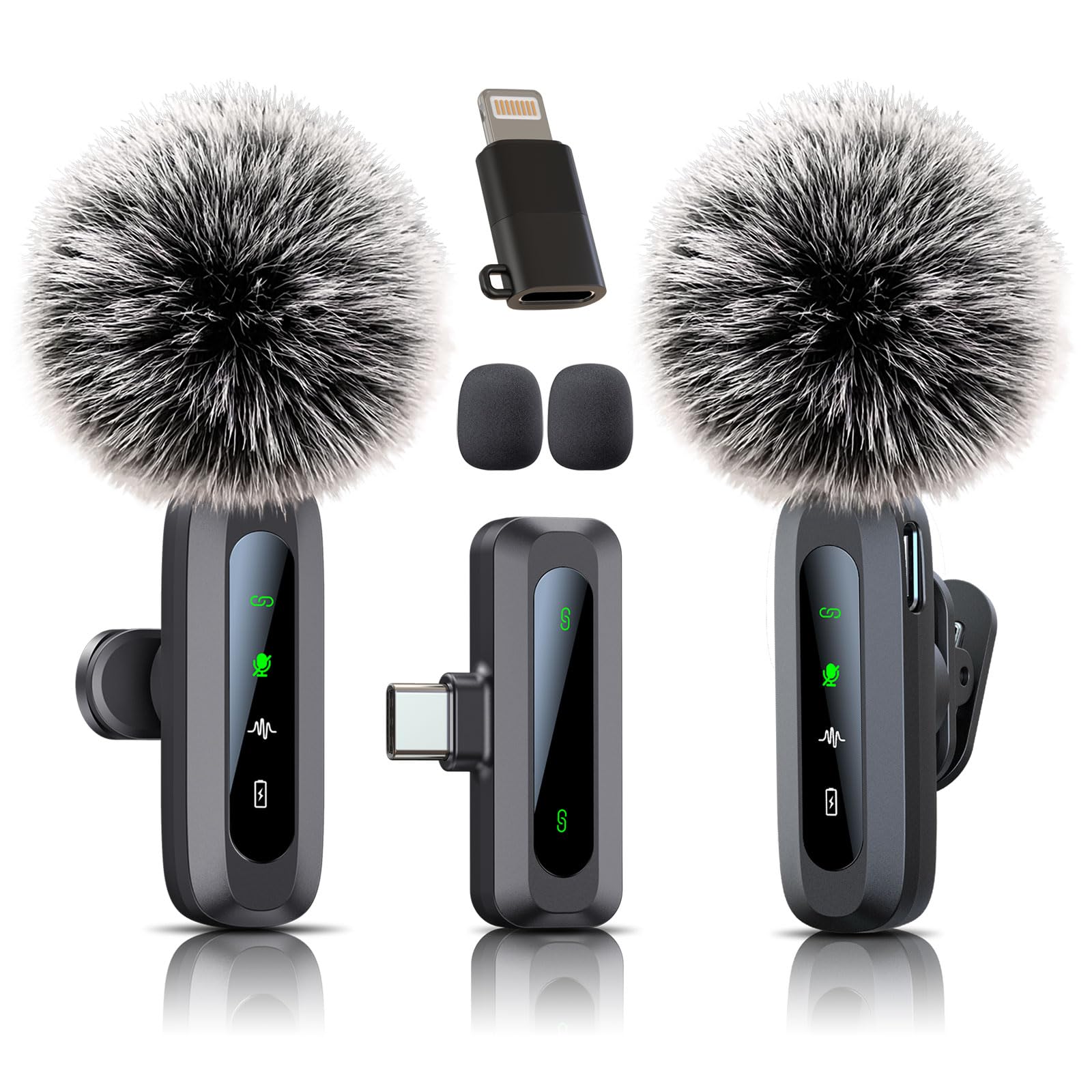 Lavalier Microphone,Microphone for iPhone & USB-C Plug, mini mic Wireless microp