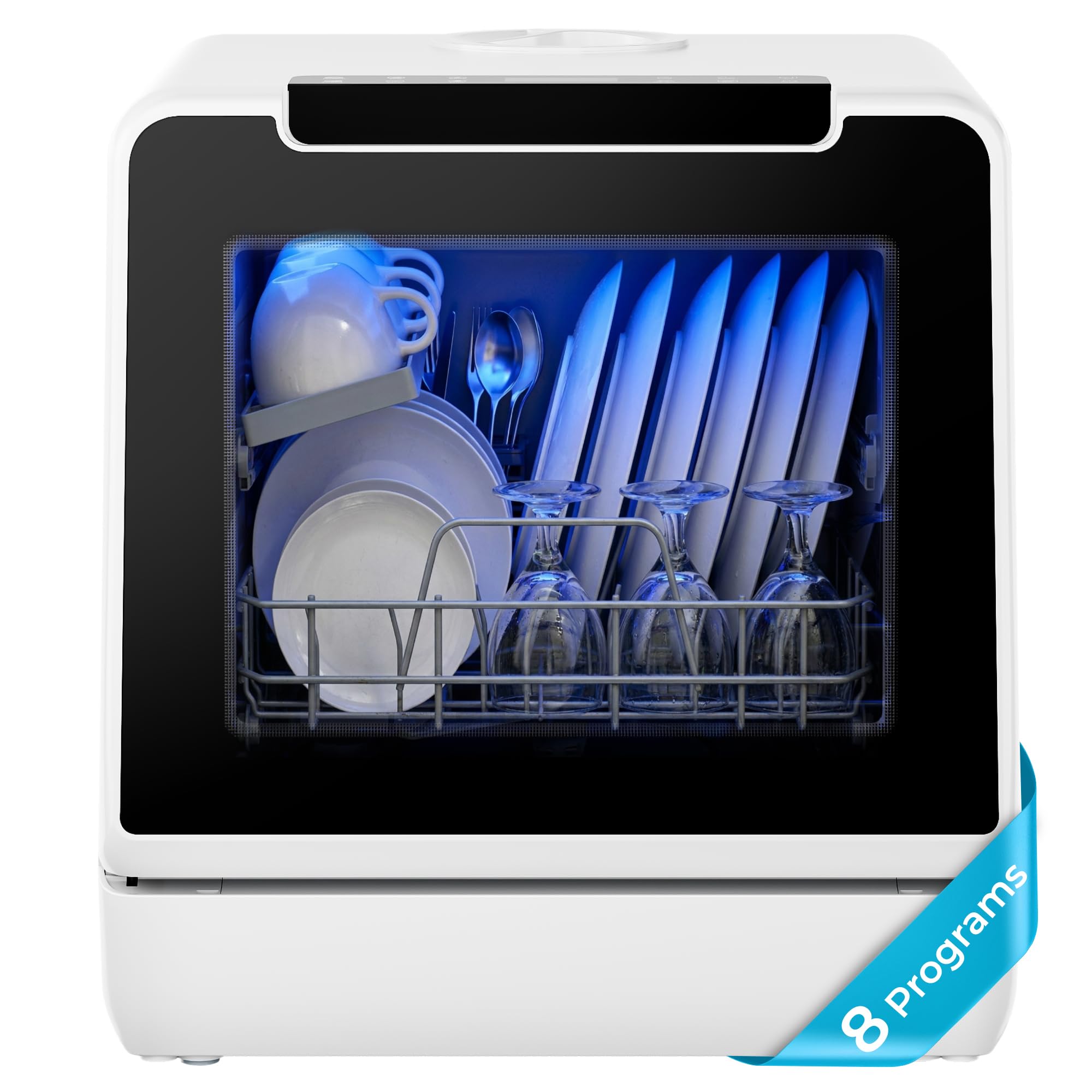 EUHOMY Countertop Dishwasher Portable, 8 Programs with 5L Tank, Black, 40dB | 36