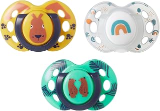 Tommee Tippee Fun Style Day & Night Pacifier, 18-36 Months, Pack of 3 | Includes Glow in the Dark Night Soother, Symmetrical Design, BPA Free