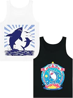 Boys Tank Top 100% Combed Cotton Tagless Cute Design Colorful 2-Pack 2T-16Y