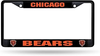 Rico Industries NFL Football Primary Black Chrome Frame with Plastic Inserts 12" x 6" Car/Truck Auto Accessory
