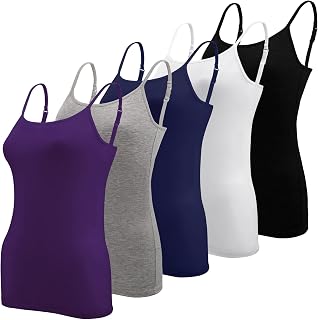 BQTQ 5 Pieces Women's Tank Top Adjustable Straps Tank Tops for Women and