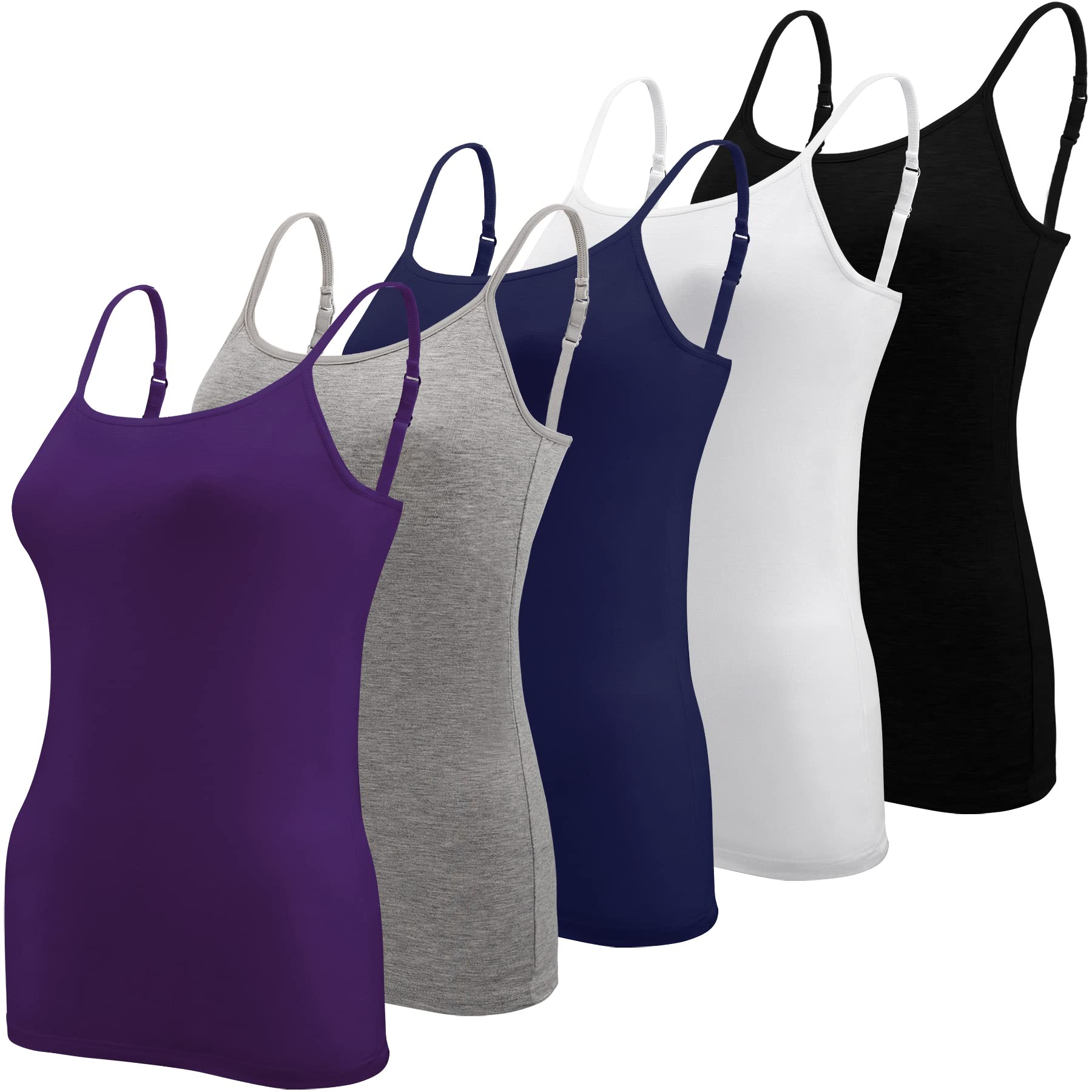 BQTQ 5 Pieces Women's Tank Top Adjustable Straps Tank Tops for Women and