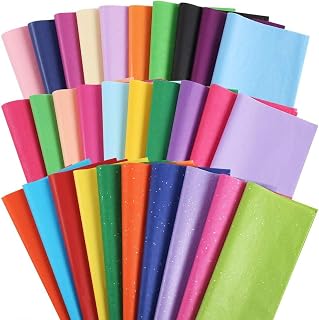 3 Otters Tissue Paper 150 Sheets, 14 X 20 inch 30 Colors for Gift Bags | Gift Tissue Paper Bulk, 6 Shiny Designs, Gift Bags Filler, Party Decorations and Art Projects
