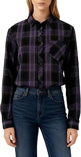 Betusline Long Sleeve Button Down Plaid Flannel Shirt