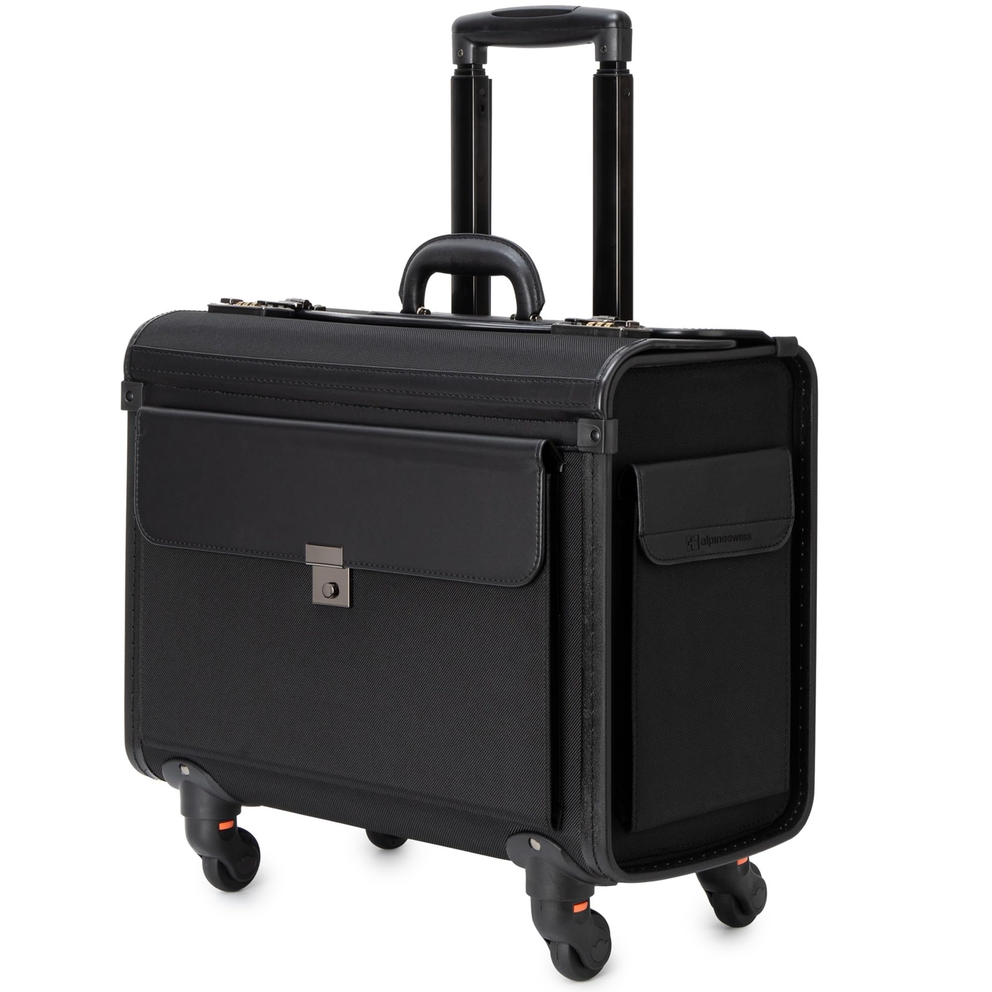 Alpine Swiss Wheeled Briefcase | Rolling Briefcase Locking Telescopic Handle 4 R