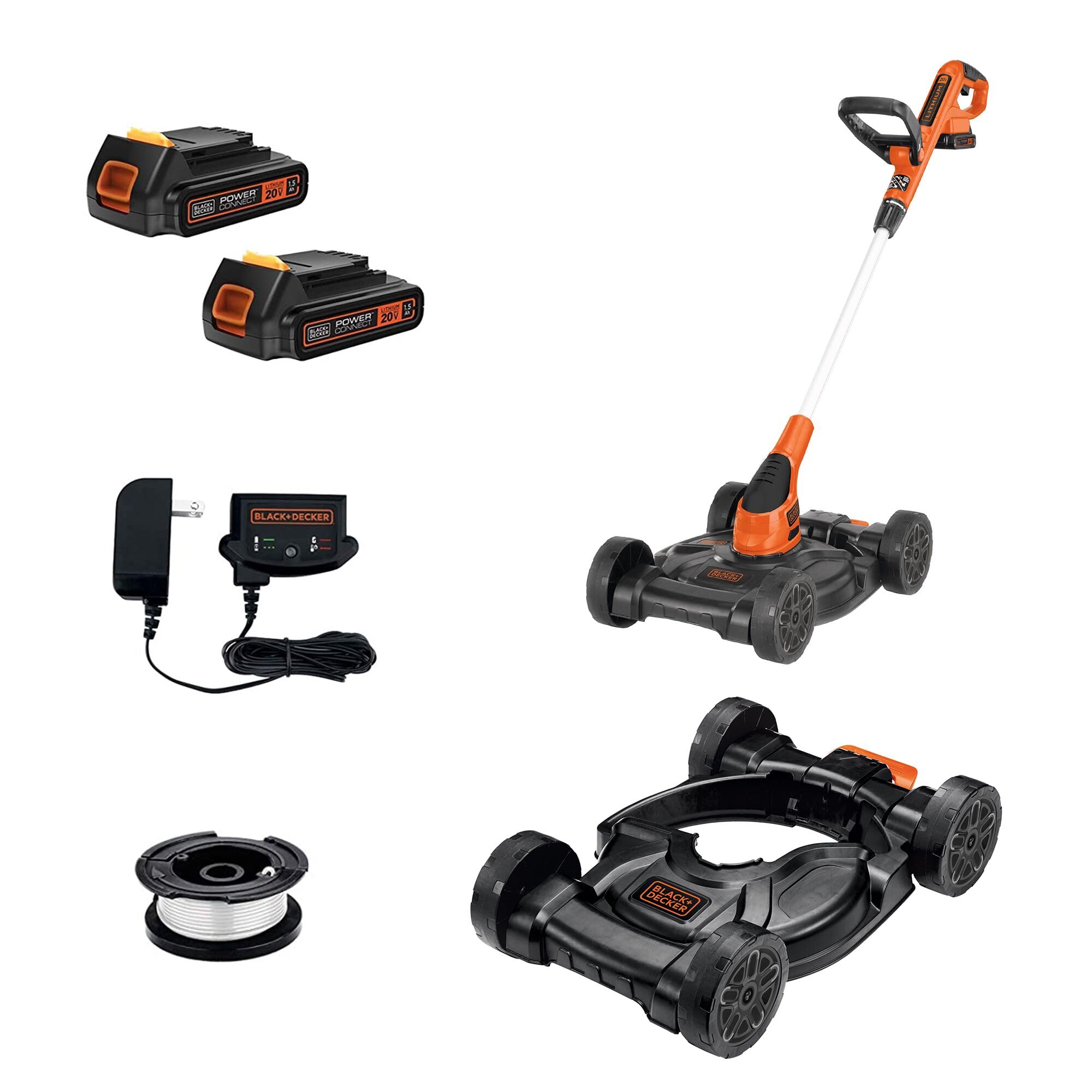 BLACK+DECKER Weed Eater, Lawn Edger and Cordless Lawn Mower 3 in 1 Combo, Includ
