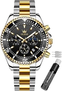 OLEVS Orologio da uomo analogico al quarzo, cassa in acciaio inox, quadrante grande, luminoso, datario, impermeabile fino a 30 m, cinturino con fibbia pieghevole