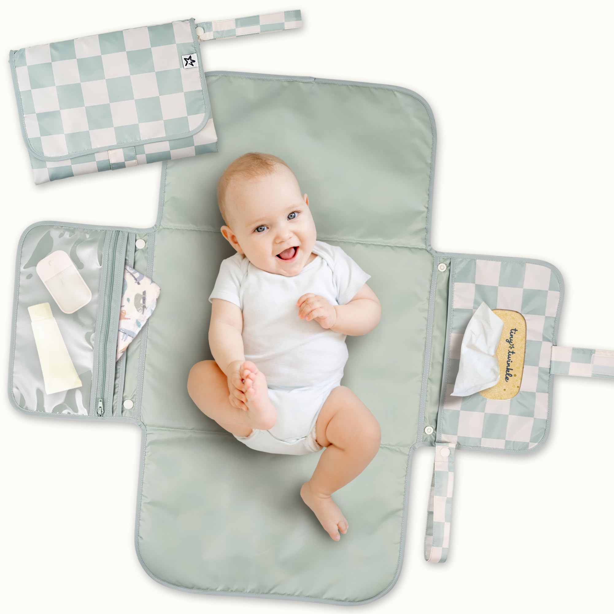 Tiny Twinkle Portable Diaper Changing Pad | Waterproof, Wipeable & Compact Baby 