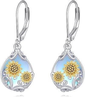 POPLYKE Celtic Moonstone Filigree Teardrop Drop Dangle Earrings Sterling Silver Leverback Earrings Jewelry