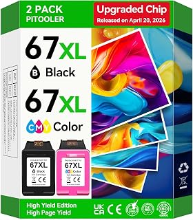 67XL Ink Cartridges Compatible for HP 67 Ink Cartridges Combo Pack Black Color Fit for Deskjet 2855e 4255e 2700 2755e 2734e 2842e 4255e 2827e 2723e 4155e 2742e Envy 6455e 6055e 6000 Printer