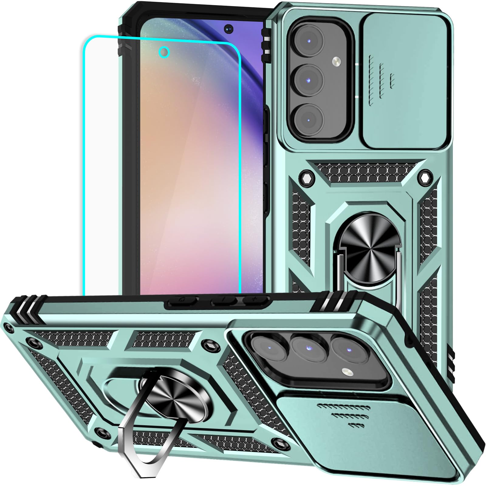 HNHYGETE for Galaxy A54 5G Phone Case with Screen Protector: [Military Grade 20f