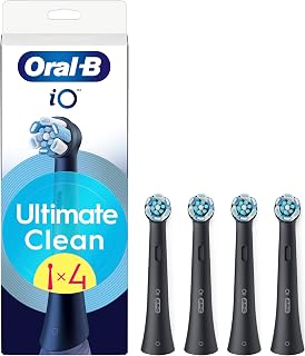 Oral-B iO Series Ultimate Clean Electric Toothbrush Heads, 4 Count, Black | Original Round Electric Toothbrush Heads, Crisscross Bristles, Deep Cleaning, Plaque Removal