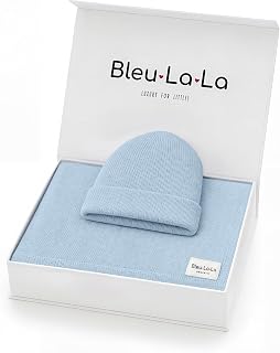 Bleu La La Baby Gift Set - Organic Cotton Newborn Blanket Essentials, Thoughtful Baby Shower & New Baby Gift for Boys & Girls (Luxe - Sky Blue)