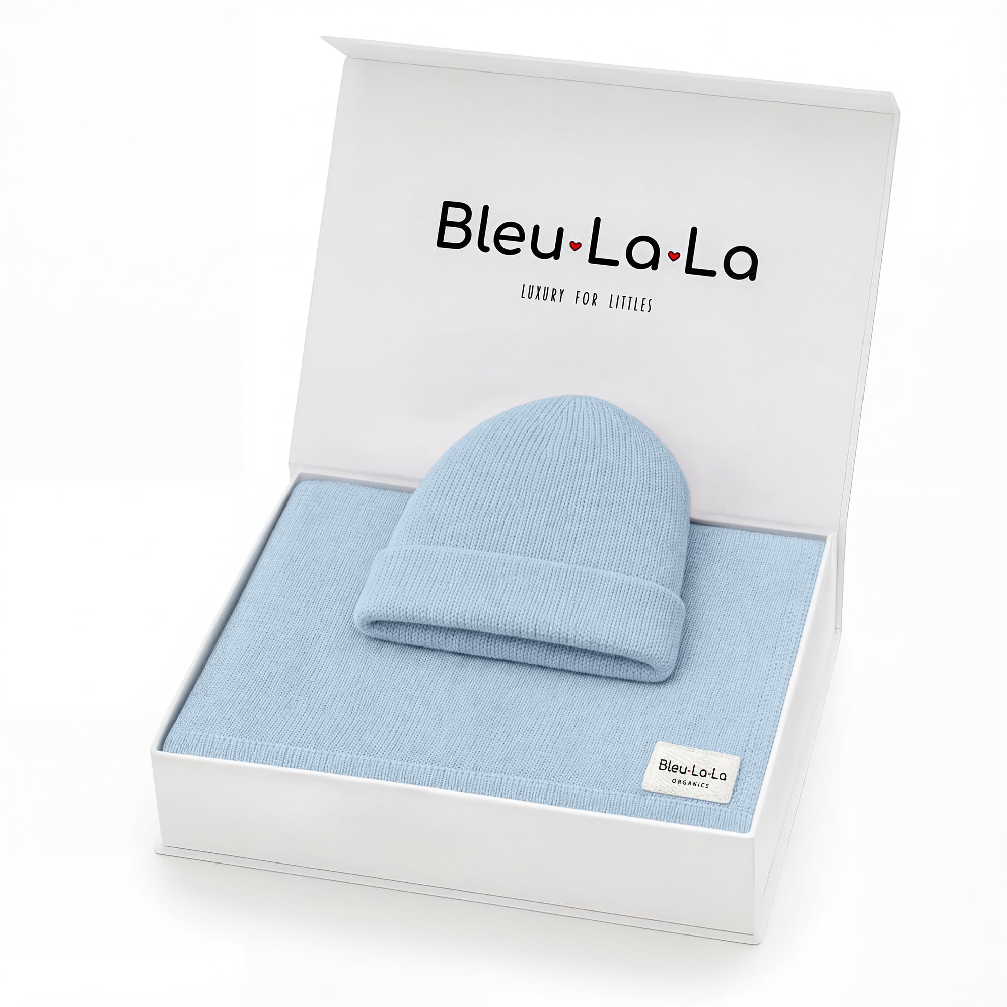 Bleu La La Baby Gift Set - Organic Cotton Newborn Blanket Essentials, Thoughtful