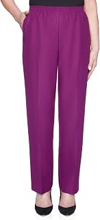 Alfred Dunner All Around Elastic Waist Polyester Petite Pants-Pull-On Style Pants Women
