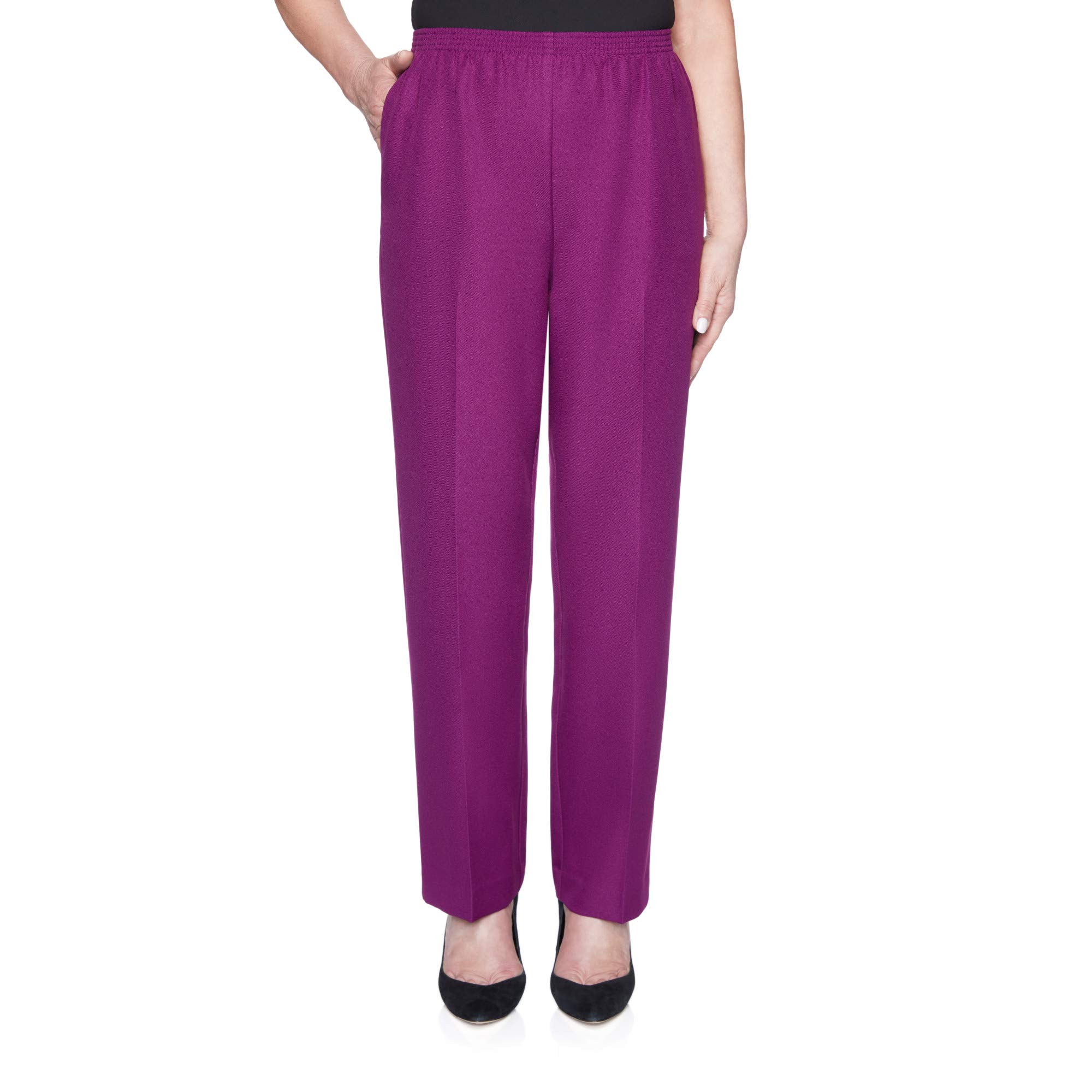 Alfred Dunner All Around Elastic Waist Polyester Petite Pants-Pull-On Style Pant