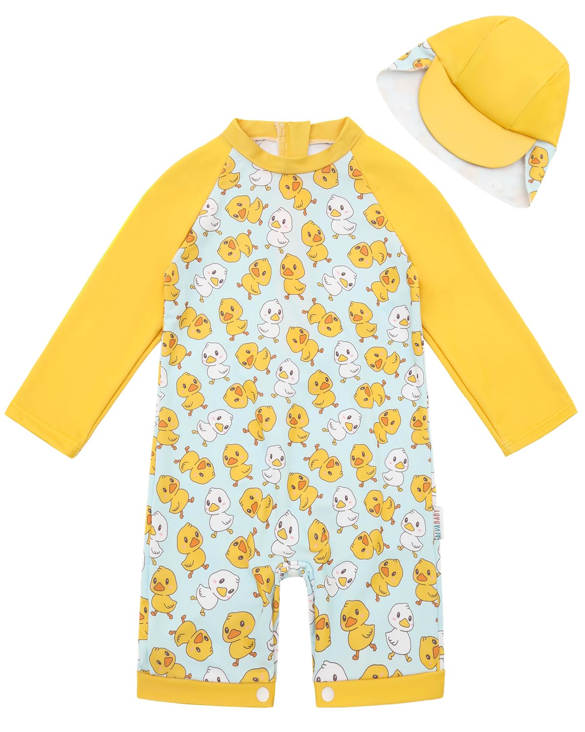 ALVA Baby Boys Girls One Piece Swimsuit Bating Suit with Sun Hat