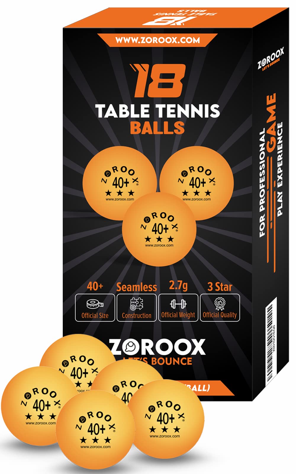 18 Premium 3 Star White/Orange High Performance Table Tennis Balls - Experience 