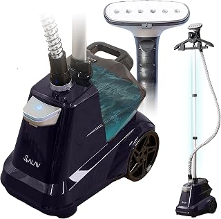SALAV Heavy Duty Commercial Full-Size Garment Steamer with Foot Pedals and Extra Large 3L (101.5 oz) Water Tank, 1800 watts of Poweful Steam (Navy)