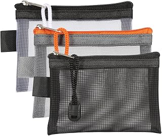 Mini Zipper Pouch - 3" x 4.3" Travel Cosmetic Bag for Makeup, Keys, Toiletries, Cards & Essentials, 3 Colors-A