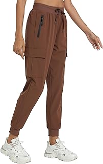 Womens Cargo Pants with Pocket Quick Dry Workout Athletic Joggers Drawstring Travel Casual Outdoor Camping Hiking Pants