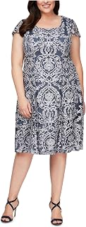 Alex Evenings Women's Tea Length A-line Rosette Dress
