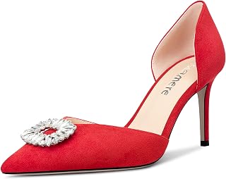Castamere Women's High Heel Pointed Toe Pumps Two-Piece Slip-On Diamond Crystal Dance Dress 8CM Heels