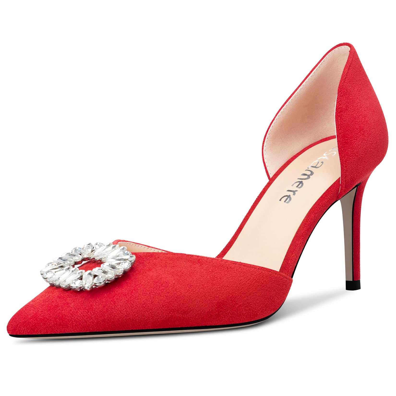 Castamere Women's High Heel Pointed Toe Pumps Two-Piece Slip-On Diamond Crystal 
