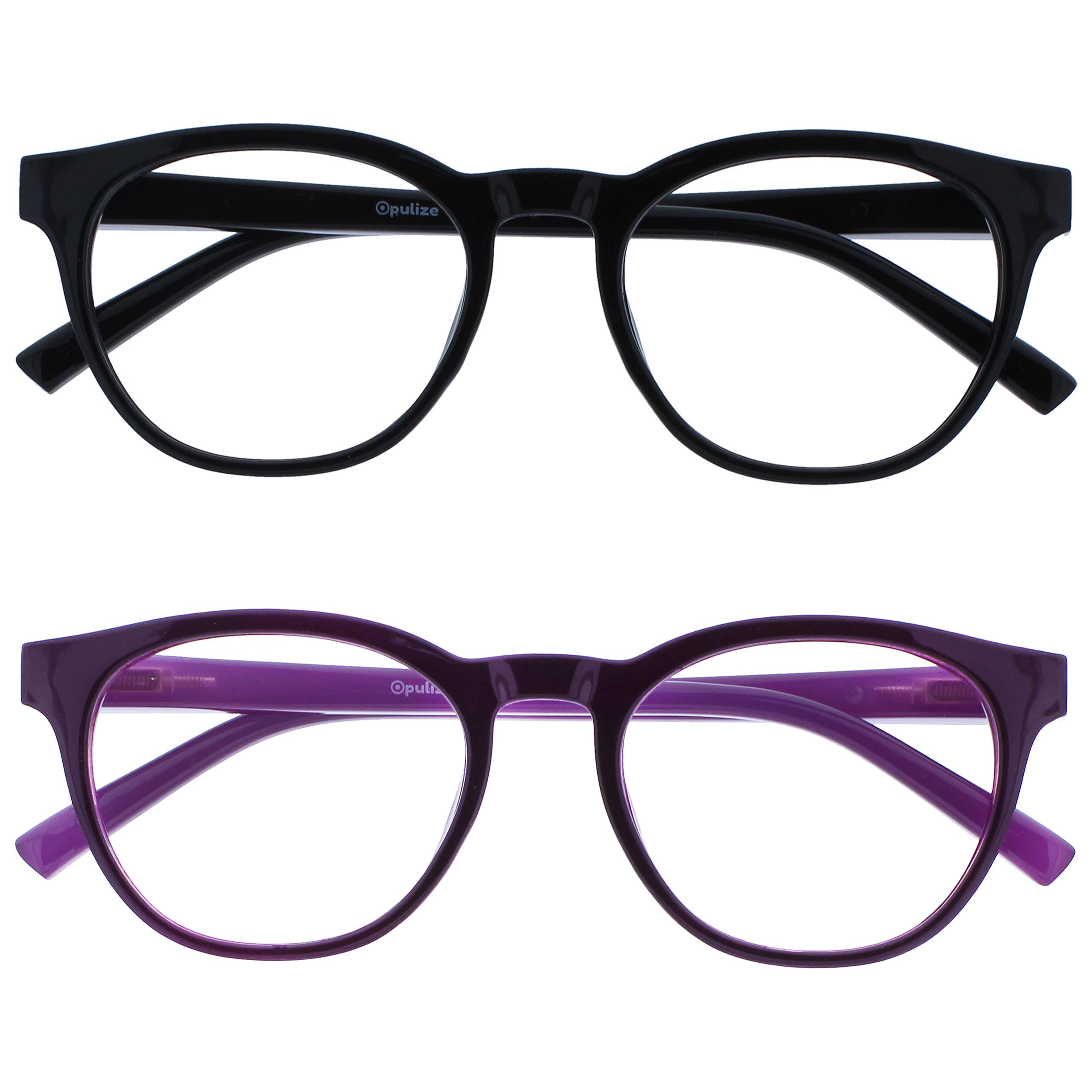 OPULIZE BLU Blue Light Blocking Reading Glasses for Women Men, Cool Round Frame 