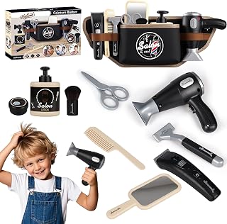 Kids Barber Shop Playset,Toddler Pretend Hair Salon Toy,Shaving Kit for boy | Various Exquisite Barbershop Accessories,Pretend Play Toy,Gift for Boys and Girls Ages 3+