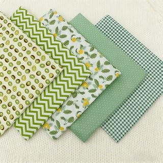 Pack of 5 Pieces Green Cartoon Cotton Fabric Pre-Cut Squares 24 x 24 cm for DIY Crafts Home Decor