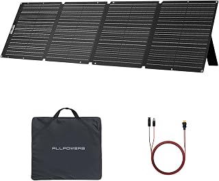 ALLPOWERS SOLAX SE200 200W Portable Solar Panel for Power Station, High-Efficiency Monocrystalline Solar Cell, IP68 Waterproof Foldable Solar Charger Kit with Kickstand for Camping RV Off-Grid