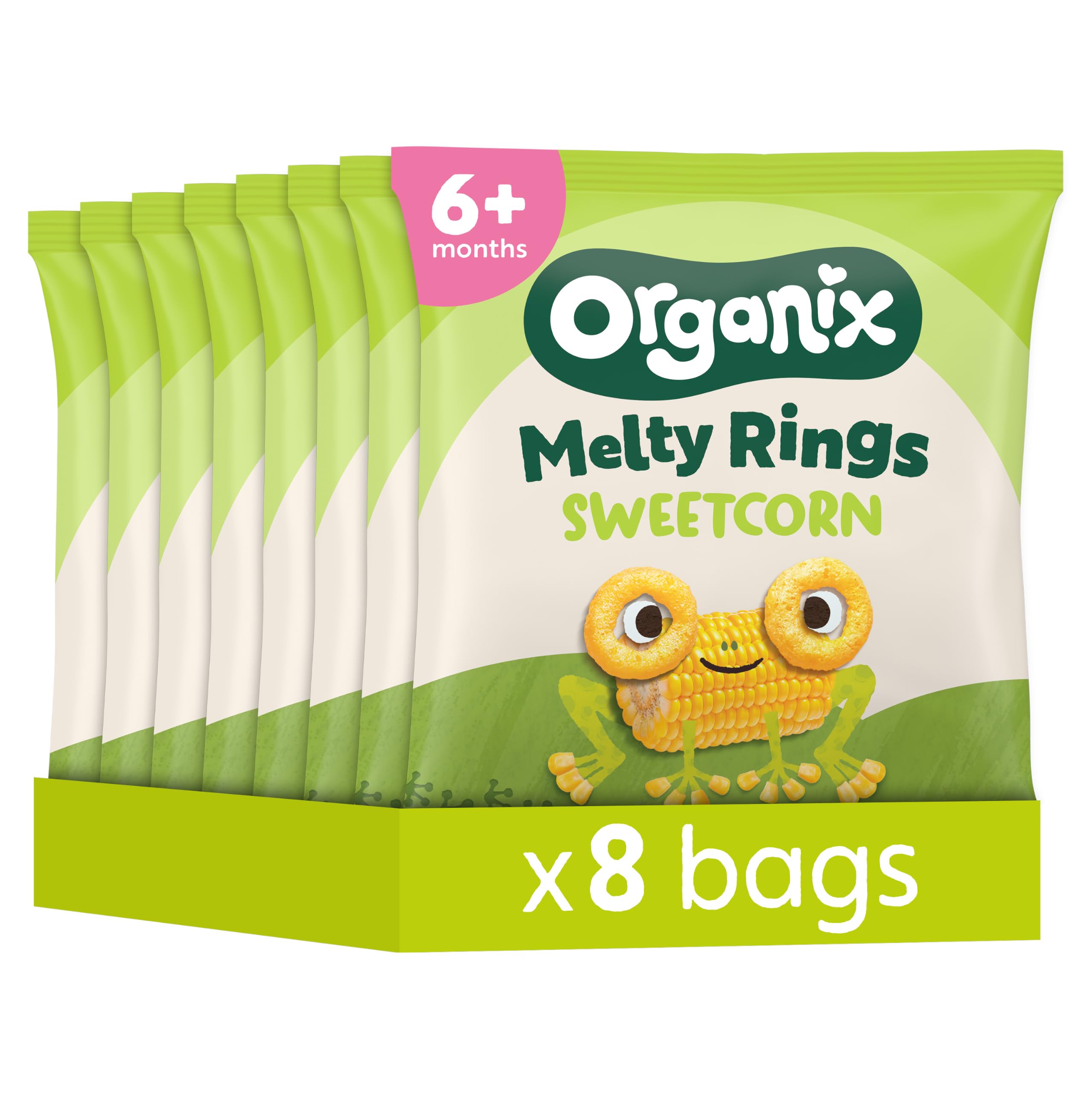 Organix Melty Sweetcorn Rings, Organic Baby Snack, 20 g (Pack of 8) | Vegetarian