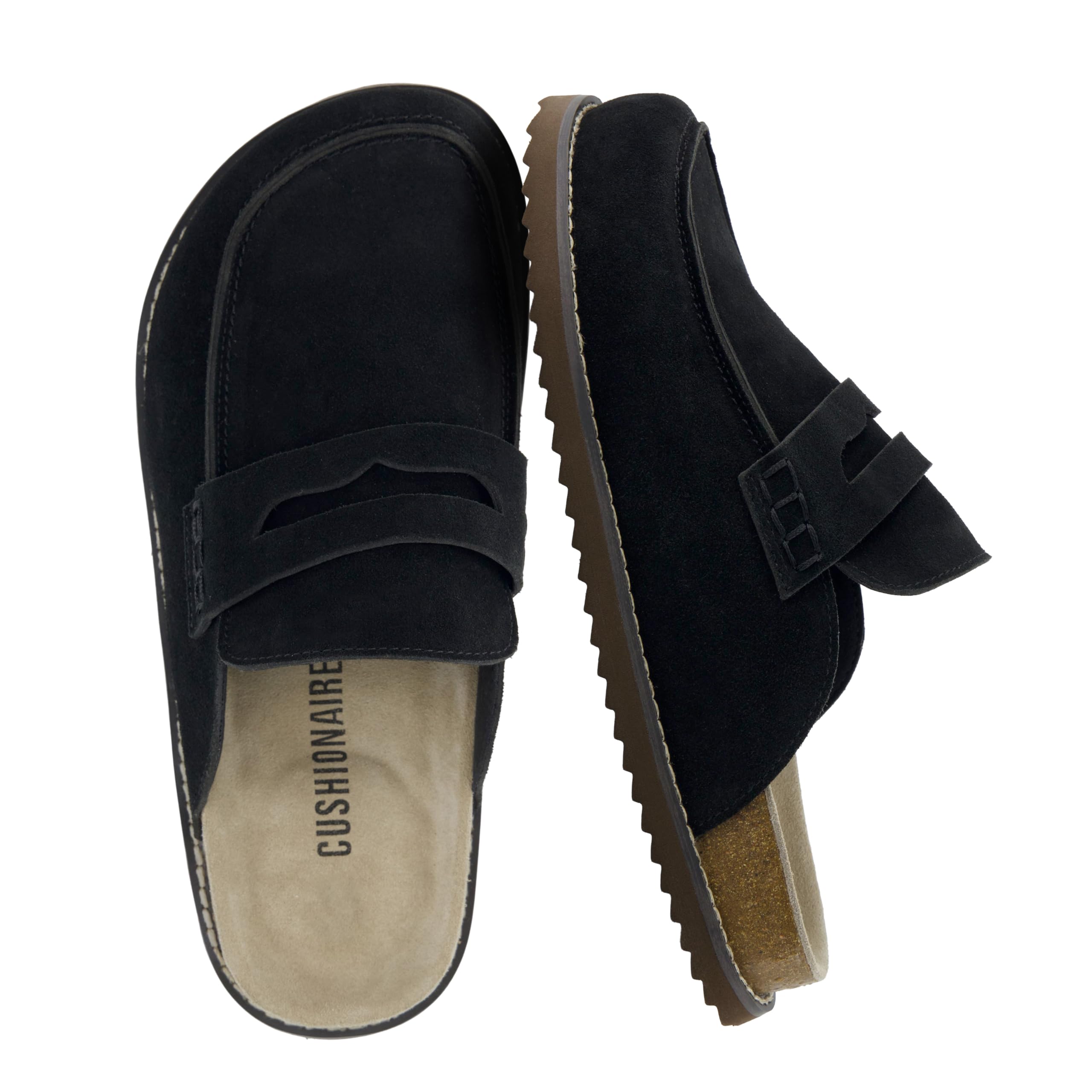 CUSHIONAIRE Zola Penny Clog Mule da donna – Senza lacci, in pelle scamosciata co