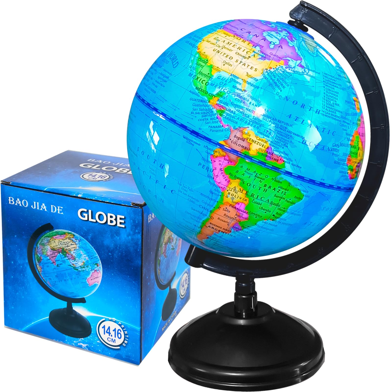 6'' Geographic World Globe,Kids Educational Globes with Stand,Decorative Rotatin